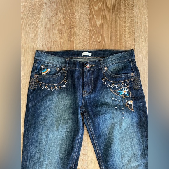 Rare Roberto Cavalli Vintage Embroidered Jeans Size 31 Bootcut - Picture 3 of 13